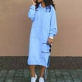 thumbnail image 1 of Homenesgenics Maxi Dresses for Women Plus Size Clearance Fall Women's Long Sleeved V-Neck Solid Color Hooded Loose Fitting Dress Blue S, 1 of 6
