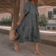 thumbnail image 1 of Homenesgenics Maxi Dresses for Women Plus Size Fashion Women Loose Solid Color O Puff Sleeve Casual Short Sleeves Dress, 1 of 6
