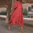 thumbnail image 1 of Homenesgenics Maxi Dresses for Women Plus Size Fashion Women Loose Solid Color O Puff Sleeve Casual Short Sleeves Dress, 1 of 6