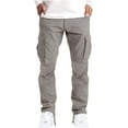 thumbnail image 1 of Homenesgenics Men Solid Patchwork Casual Multiple Pockets Outdoor Straight Type Fitness Pants Cargo Pants Trousers, 1 of 5