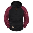 thumbnail image 1 of Homenesgenics Men's Hoodie Pullover With Zipper Fashionable Color Blocking Personalized Casual Arm Pocket Top Men's Hoodie Black. and Friday Black L, 1 of 2