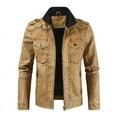 thumbnail image 1 of Homenesgenics Men's Leather Jacket Coats Men's Fashion Casual Thick Leather Coat Long Sleeve Stand Collar Zipper Pocket Leather Coat Warm Windproof Coat, 1 of 5