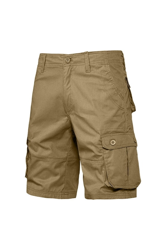 Men's Shorts Cargo Solid Color Fashion Button-Front Multi-Pocket Yellow 33