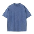 thumbnail image 1 of Homenesgenics Men's T-Shirt Short-Sleeve Round-Neck Casual Solid-Color Sports Washed Cotton Vintage Distressed Blue XXXXXL, 1 of 7
