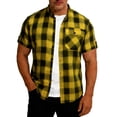 thumbnail image 1 of Homenesgenics Mens Shirts 3xl Tops for Men Short-Sleeve Stand Collar Button-Up Checkered Shirt with Pockets Yellow XL, 1 of 7