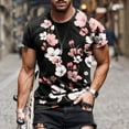 thumbnail image 1 of Homenesgenics Mens Shirts Clearance Men Casual Round Neck Flower 3D Digital Printing Pullover Fitness Sports Shorts Sleeves T Shirt Blouse Mens Gifts, 1 of 5