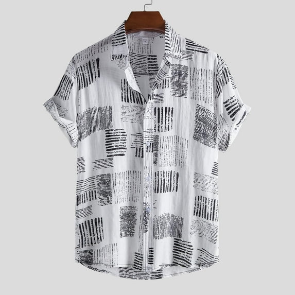 Homenesgenics Mens Shirts Men Short Sleeve Beach Shirt Printed Summer Casual Button Down Shirts Mens Gifts