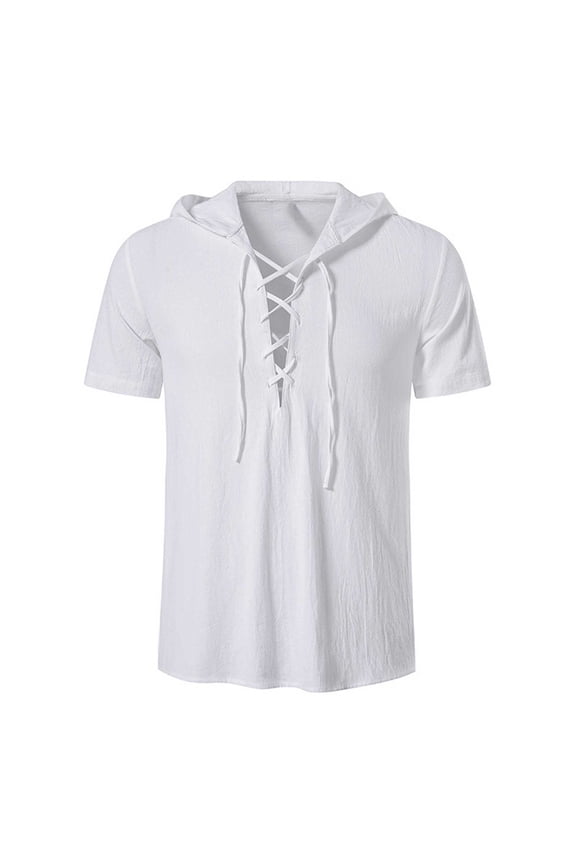 Mens Shirts Men's Cotton and Hemp Short Sleeve T-shirt Vintage Strapping Solid Color Shirt Bottom Top/shirt Blouses Mens Gifts