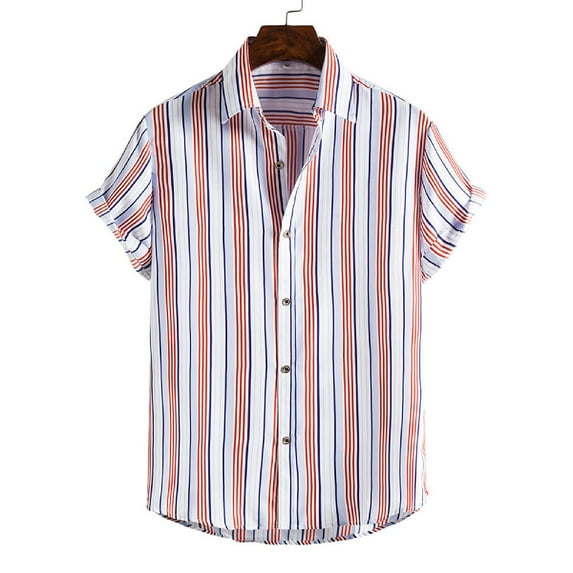 Homenesgenics Mens Shirts Clearance Men's Shirt Short Sleeve Printed Button Down Summer Beach Shirts Tops Mens Gifts