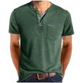 thumbnail image 1 of Homenesgenics Mens Shirts Men Tops T Shirts for Man Men's Fashion Casual Block Color Pocket Short Sleeve Round Neck Collar Blouse Green S, 1 of 8