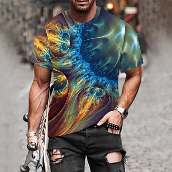 Homenesgenics Mens Shirts Men Women Spring Summer Casual Slim 3D Printed Short Sleeve T Shirt Top Blouse Gifts for Women