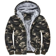 Homenesgenics Mens Shirts with Pockets Size Xxl Hoodies for Men Zip Up Hooded Fleece Sweatshirts Pullover Warm Winter Fuzzy Lined Camouflage Jackets for Men Clearance