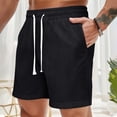 thumbnail image 1 of Homenesgenics Mens Shorts Athletic Men's Linen Solid-Color Casual Fashion Sports Pants, Loose-Fit Drawstring Beach Shorts, 5-Inch Shorts Black XXXL, 1 of 7