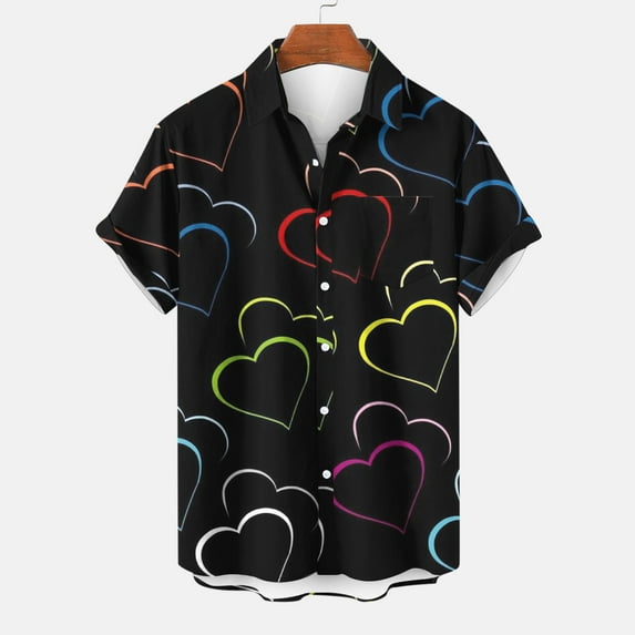 Homenesgenics Mens T-Shirts V Neck Men's New Trendy Printed Pocket Shirt Casual Loose Printed Pocket Shirt Men Clothes