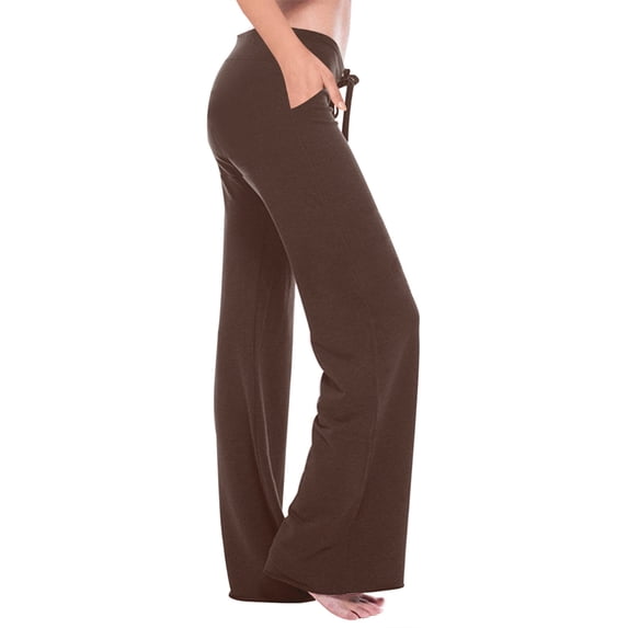 Homenesgenics Loose Fit Summer Stretch Casual Trousers Lightweight Elastic High Drawstring Waist Wide Leg Cotton Linen Womens Pants Plus Size Millennium Pants Brown XL
