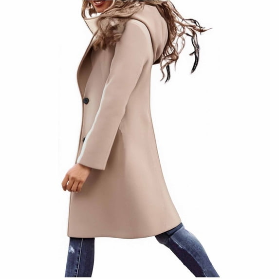Homenesgenics Pea Coat for Women Casual and Warm Warm Loose-Fit Long-Sleeve Hooded Coat (Winter) Brown XXL