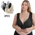 thumbnail image 1 of Homenesgenics Plus Size Bras for Women 3pc Women Lace Patchwork Bra Wireless Underwear Bra Full-Coverage Bras Beige XXXXL, 1 of 9