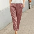 thumbnail image 1 of Homenesgenics Plus Size under $10 Wide Leg Women's Elastic Waist Casual Pants Solid Color Large Pocket Cotton Linen Straight Pants, 1 of 6