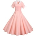 thumbnail image 1 of Homenesgenics Plus Size Dresses Women's 1950s Retro Dress Short Sleeve Vintage Dress Womens Clothes under $8, 1 of 9