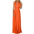 thumbnail image 1 of Homenesgenics Plus Size Dresses for Women Spring Summer 2025 Women's Backless Sexy Lace-up Dress Long Dress/Orange, 1 of 3