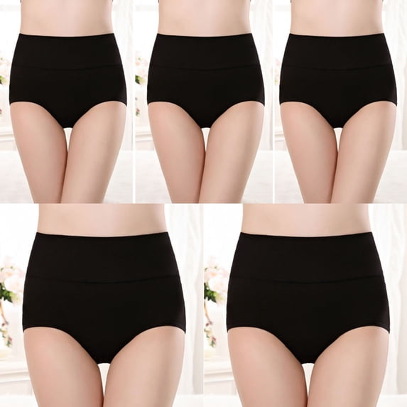 Homenesgenics Plus Size Female Cotton Underwear - Women's High Waist Lace Seamless Soft Comfy Breathable Panties Briefs Hipster Boy Shorts Thong Underpants Black L