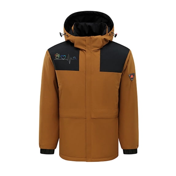 Homenesgenics Plus Size Thermal Jacket Heated Winter Smart 4 Zone Warm Electric Down Men and Women Electric Long Sleeve Hooded Leather Brown XXXL