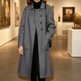 thumbnail image 1 of Homenesgenics Plus Size Trench Coat for Women Fashionable Button-Front Long Loose-Fit Reversible Fleece-Lined Winter Coat Gray XXXL, 1 of 7