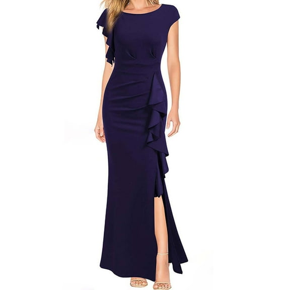 Homenesgenics Plus Size Womens Dresses Linen and Deni 4xl Women formal Wedding Bridesmaid Long Evening Party Prom Ball Gown Cocktail Dress