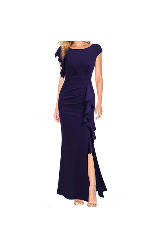 Plus Size Womens Dresses Linen and Deni 4xl Women formal Wedding Bridesmaid Long Evening Party Prom Ball Gown Cocktail Dress