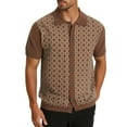 thumbnail image 1 of Homenesgenics Polo Shirts for Men Men's Shirt Summer Men's Summer Cool Silk Short Sleeved Knitted Sweater with A Collar and Cardigan Top Collar Top/shirt Brown L, 1 of 8