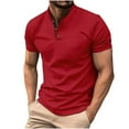 thumbnail image 1 of Homenesgenics Polo Shirts for Men Men's Shirt Summer Men Casual Fashion Solid Button T Shirt Stand Collar Short Sleeve Top Red XXXL, 1 of 7