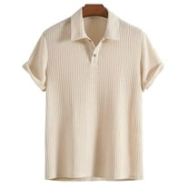 Homenesgenics Polo Shirts for Men Men's Shirt Summer Men's Collar Short Sleeved Solid Color Sports Short Sleeved Collar Top/shirt Beige M