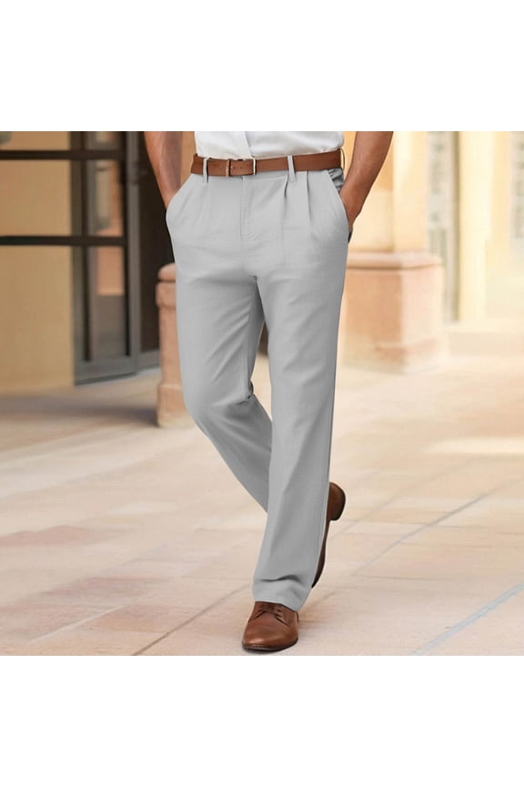 Regular Fit Straight Legs Work Pants for Men Solid Casual Multiple Zipper Button Pockets Outdoor Straight Type Fitness Pants Cargo Pants Trousers Chino Pants Gray XXXL