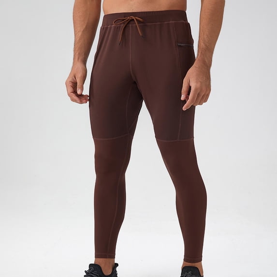 Homenesgenics Regular Fit Work Pants for Men Slim Legs Casual Fashion Pocket Elastic Ankle Binding Stretch Elastic Waist Jogger Pants Brown L