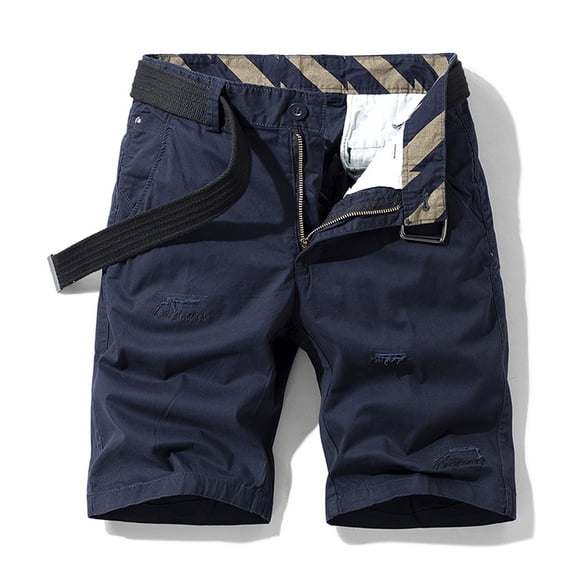Homenesgenics Rodjean Men's Shorts Cargo Workwear Mid-Rise Multi-Pocket Slim Fit Cropped Pants Blue S