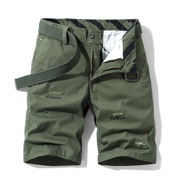 Homenesgenics Rodjean Men's Shorts Cargo Workwear Mid-Rise Multi-Pocket Slim Fit Cropped Pants Green M