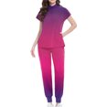 thumbnail image 1 of Homenesgenics Scrubs for Women Set,Nursing Uniforms Set Plus Size,Caregiver Uniform/Carer Uniform,Solid-Color Scrubs Set,Loose Drawstring Pants & Short-Sleeve V-Neck Top with Pockets Purple XXL, 1 of 3