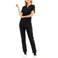 thumbnail image 1 of Homenesgenics Scrubs for Women Set,Nursing Uniforms Set Plus Size,Caregiver Uniform/Carer Uniform,Solid Color V-Neck Short Sleeve Long Pants Nurse Uniform with Pockets Black M, 1 of 3
