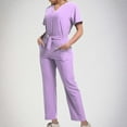 thumbnail image 1 of Homenesgenics Scrubs for Women Set,Nursing Uniforms Set Plus Size,Caregiver Uniform/Carer Uniform,V-neck Scrubs Top with Pockets+Elastic Waist Straight-leg Nursing Breathable Pants Set Purple XL, 1 of 6