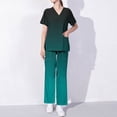 thumbnail image 1 of Homenesgenics Scrubs for Women Set,Nursing Uniforms Set Plus Size,Caregiver Uniform/Carer Uniform,V-neck Scrubs Top with Pockets+Elastic Waist Straight-leg Nursing Breathable Pants Set Green L, 1 of 5