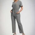 thumbnail image 1 of Homenesgenics Scrubs for Women Set,Nursing Uniforms Set Plus Size,Caregiver Uniform/Carer Uniform,V-neck Scrubs Top with Pockets+Elastic Waist Straight-leg Nursing Breathable Pants Set Gray M, 1 of 6