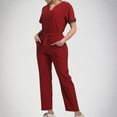 thumbnail image 1 of Homenesgenics Scrubs for Women Set,Nursing Uniforms Set Plus Size,Caregiver Uniform/Carer Uniform,V-neck Scrubs Top with Pockets+Elastic Waist Straight-leg Nursing Breathable Pants Set Red M, 1 of 6