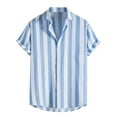 thumbnail image 1 of Homenesgenics Shirts for Men Button Down Mens Shirts Vertical Stripes Men Casual Fashion Printing Breathable Shirt Blouse Short Sleeve Turndown Collar Blouse Shirt Blue XXL, 1 of 5
