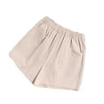 thumbnail image 1 of Homenesgenics Short for Women Comfy Drawstring Elastic Waist Clearance Womens Short Summer Pocket Cotton Linen Shorts And Shorts/(Brown,XL), 1 of 1