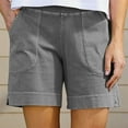thumbnail image 1 of Homenesgenics Short for Women Mid Rise Plus Size Womens Short Summer Solid Cotton Womens Short Pocket Casual Shorts/(Gray,S), 1 of 6