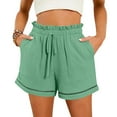 thumbnail image 1 of Homenesgenics Shorts for Women Plus Size Lightweight Breathable Sporty Casual Spring and Summer Solid Comfortable Bandage Elastic Waist Women Pockect New Fashion Short Pants Green L, 1 of 9