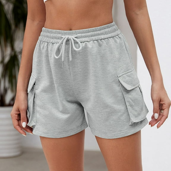 Homenesgenics Shorts for Women Plus Size Lightweight Breathable Sporty Fashion Summer Womens Solid Fitness Running Gym Ladies Sports Active Shorts Pants Gray S