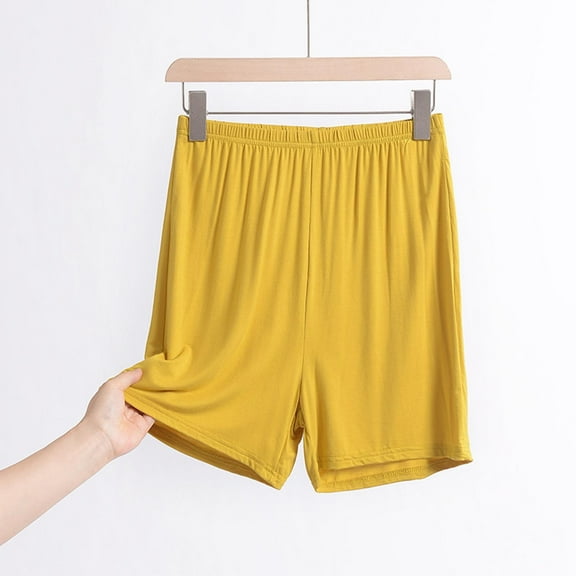 Homenesgenics Shorts for Women Plus Size Lightweight Breathable Sporty Women's Summer Elastic Waist Thin Quarter Shorts Color Thin Style Casual Pajamas Loose Home Pants Yellow XL