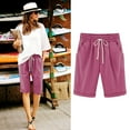 thumbnail image 1 of Homenesgenics Shorts for Women Plus Size Lightweight Breathable Sporty Women's Solid Color Fashionable Temperament Five Part Pants and Shorts Pink L, 1 of 3