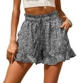 thumbnail image 1 of Homenesgenics Shorts for Women Plus Size Women's Summer Casual with Pockets Drawstring Printed Ruffles Shorts, 1 of 5
